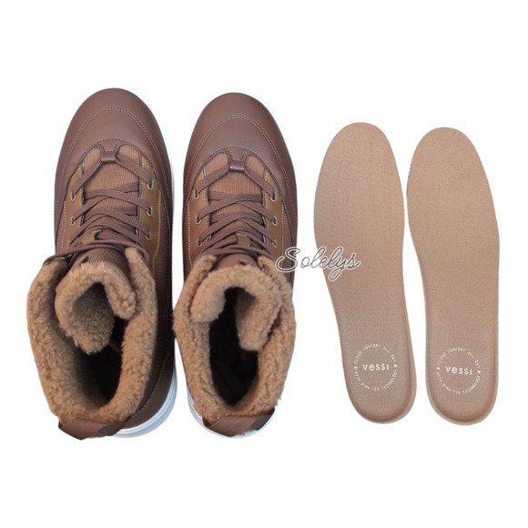 Vessi Alta Mens 13 High Top Waterproof Vegan Leather Dark Teak Tan Brown Boot - Picture 9 of 9